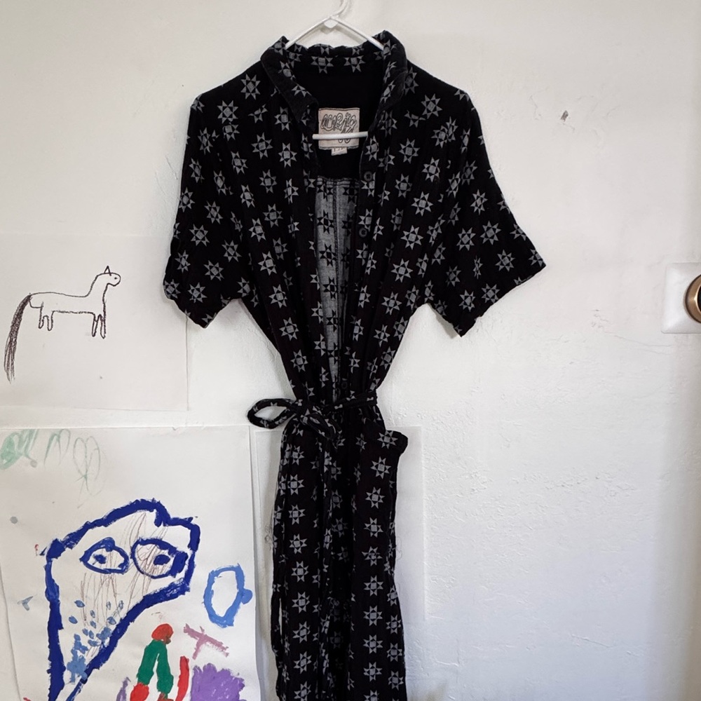 Ace & Jig Ernie jumpsuit. Majorette fabric. Collared jumpsuit with tie.